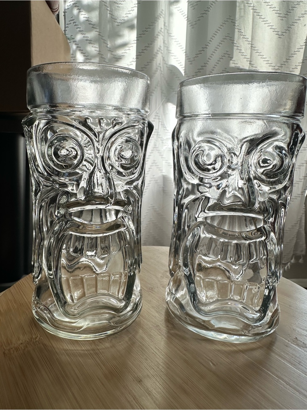 Set of 2 Clear “Screaming Tiki” Highball Glasses by Anchor Hocking